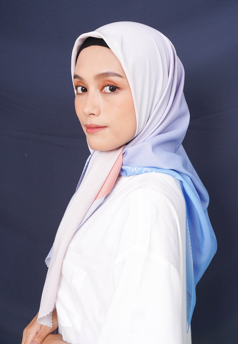 WK047 kerudung segi empat gradasi multicolor DAW Project Glow Series Grey Orange