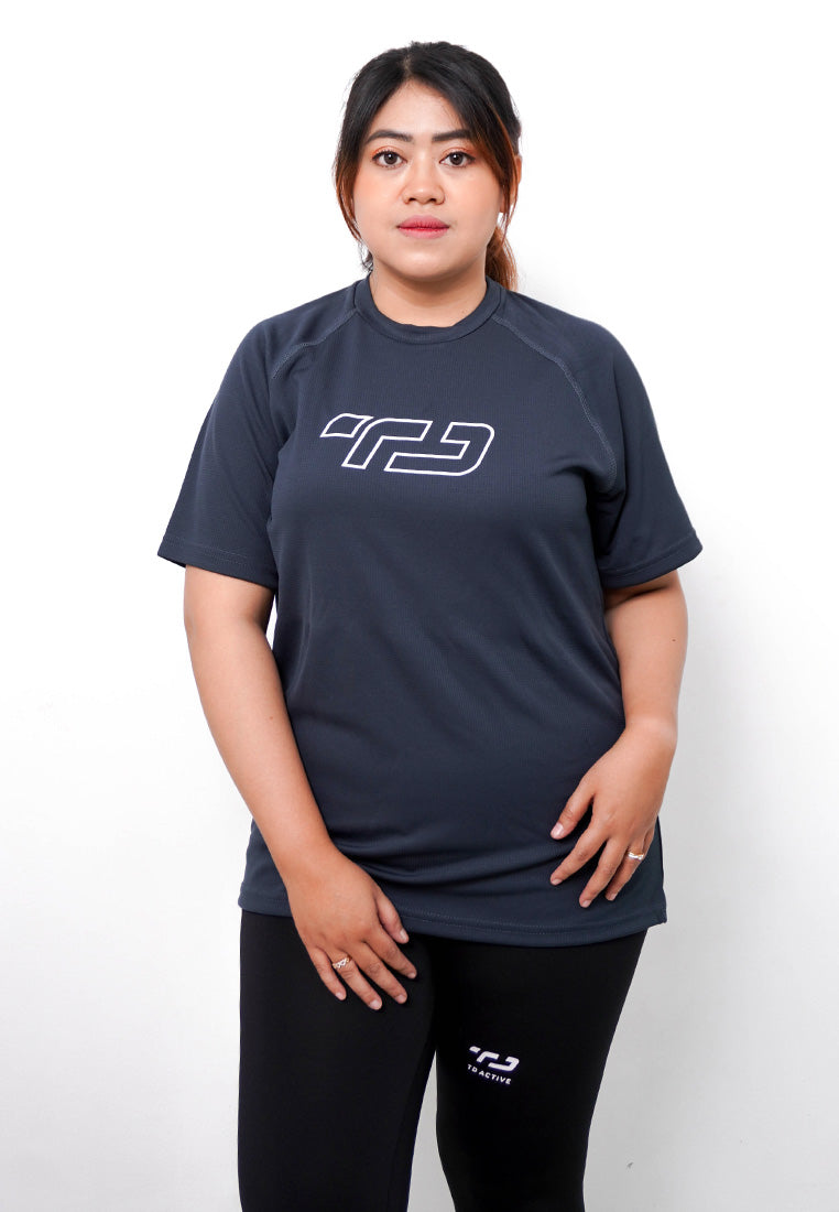 LSB07 kaos olahraga gym unisex tangan pendek lari running jogging td outline dateng abu tua