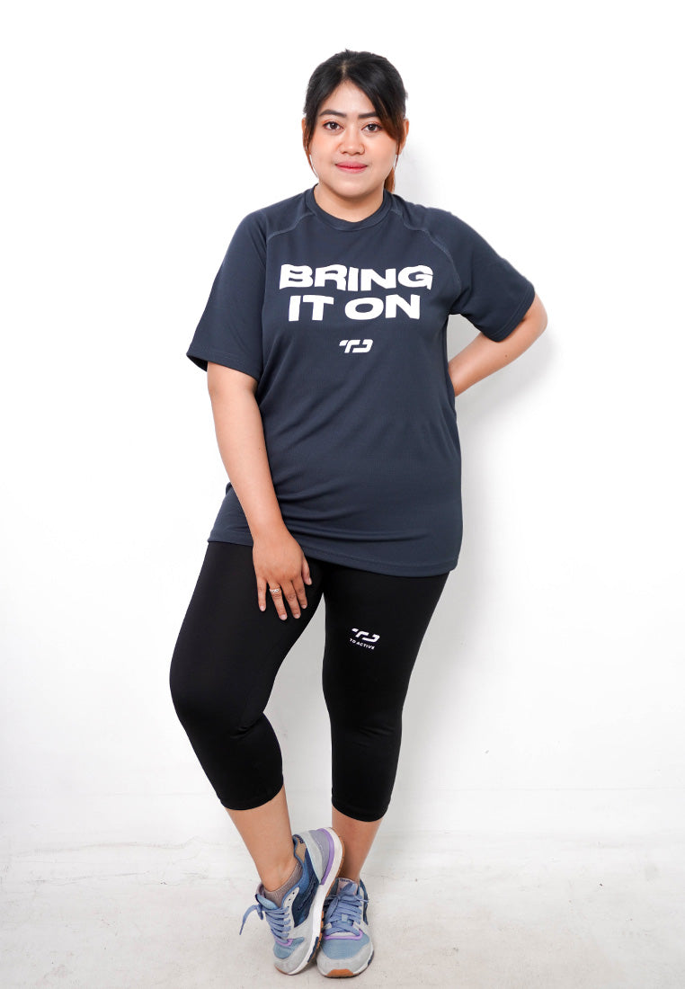 LSB08 kaos olahraga gym unisex tangan pendek lari running jogging bring it on dateng abu tua