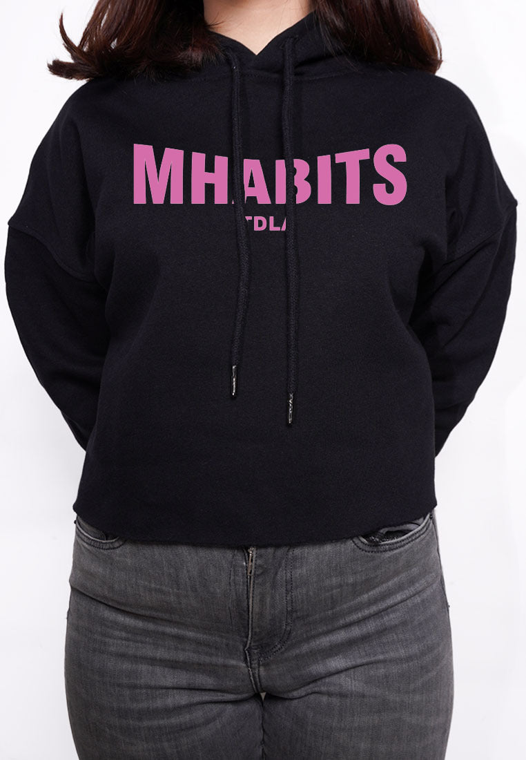 LTE79 crop hoodie fleece tebal oversize streetweat MHABITS pink hitam