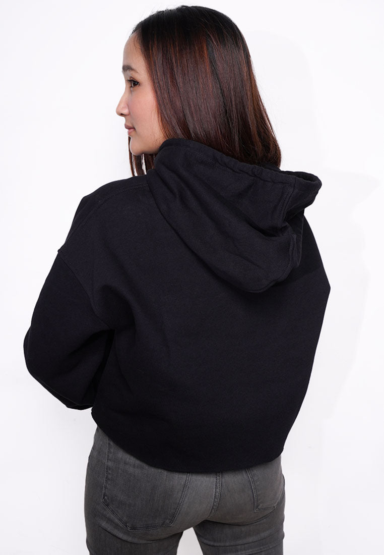 LTE80 crop hoodie fleece tebal oversize streetweat MHABITS putih hitam