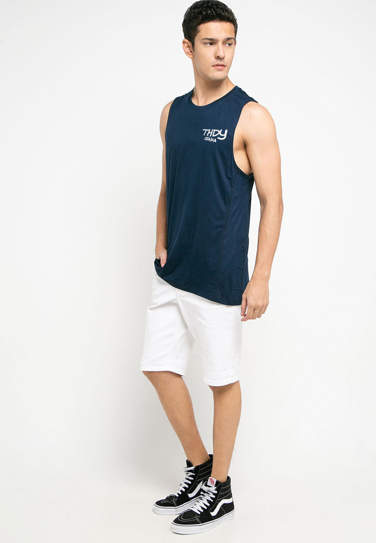 MTN46 kaos singlet kutang tank top pria tulisan tangan thdy osaka navy