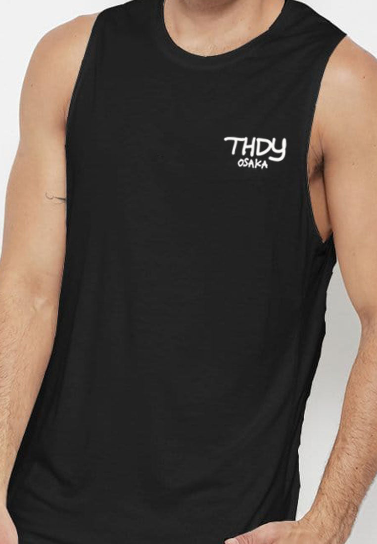 MTN47 kaos singlet kutang tank top pria tulisan tangan thdy osaka hitam