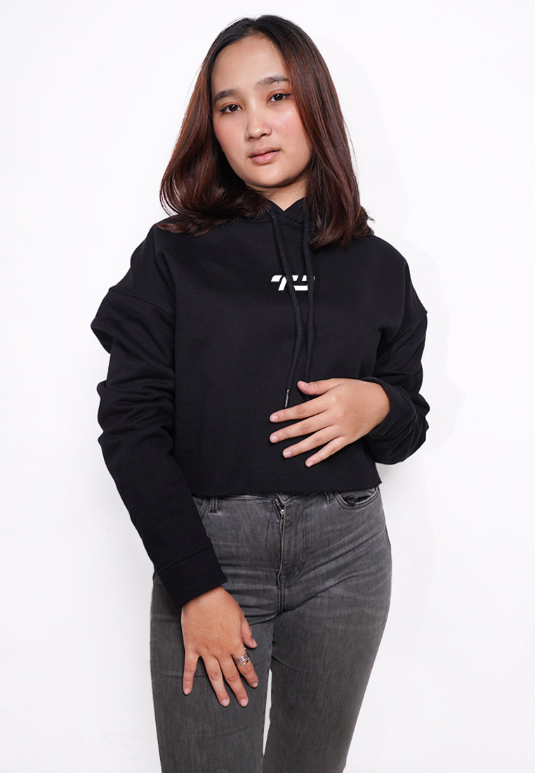 LTE83 crop hoodie gym yoga tdactive TD hitam