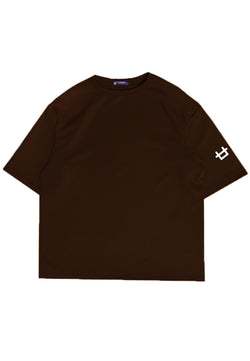 MTN83 kaos oversize tebal dark chocolate coklat scuba thirdday logo arm brown coffee