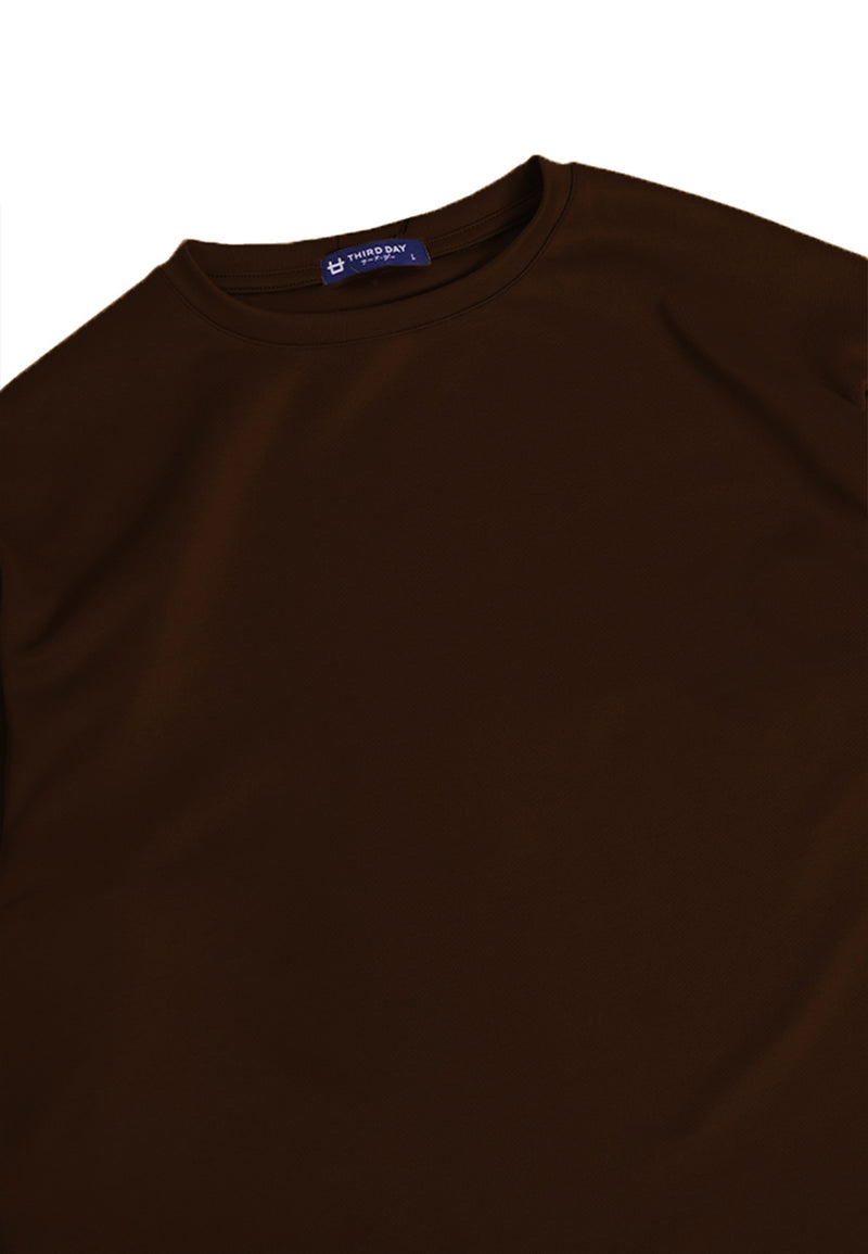 MTN83 kaos oversize tebal dark chocolate coklat scuba thirdday logo arm brown coffee