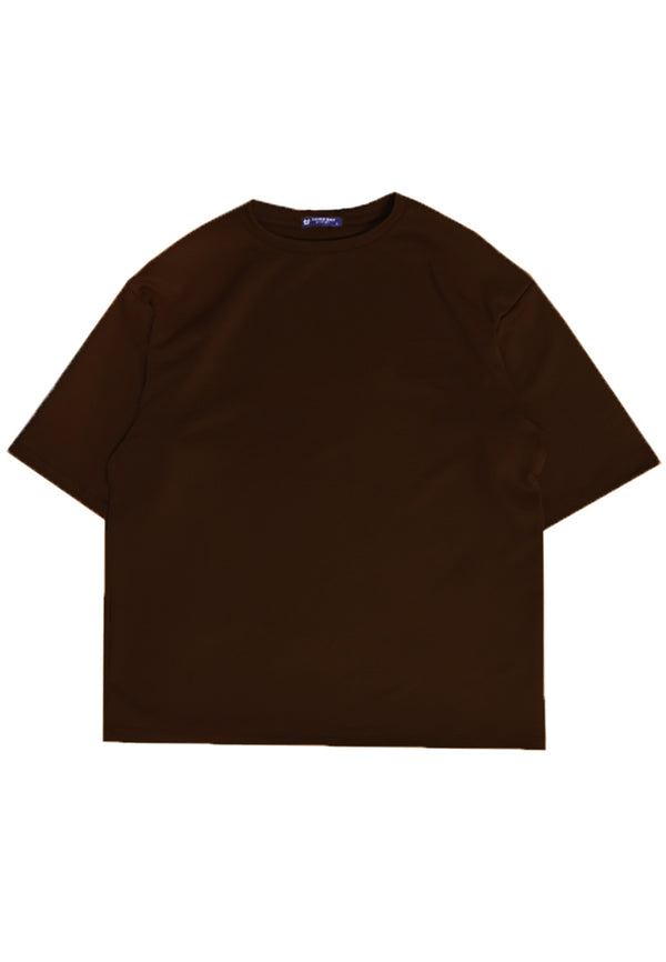 MTN90 kaos distro cowok oversized pria scuba tebal coklat tua katakana back thirdday brown coffee