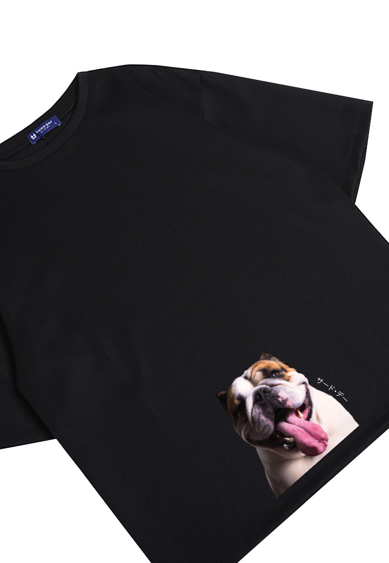 MTN92 kaos oversize bahan tebal scuba all dogs bulldog t shirt distro cowok hitam