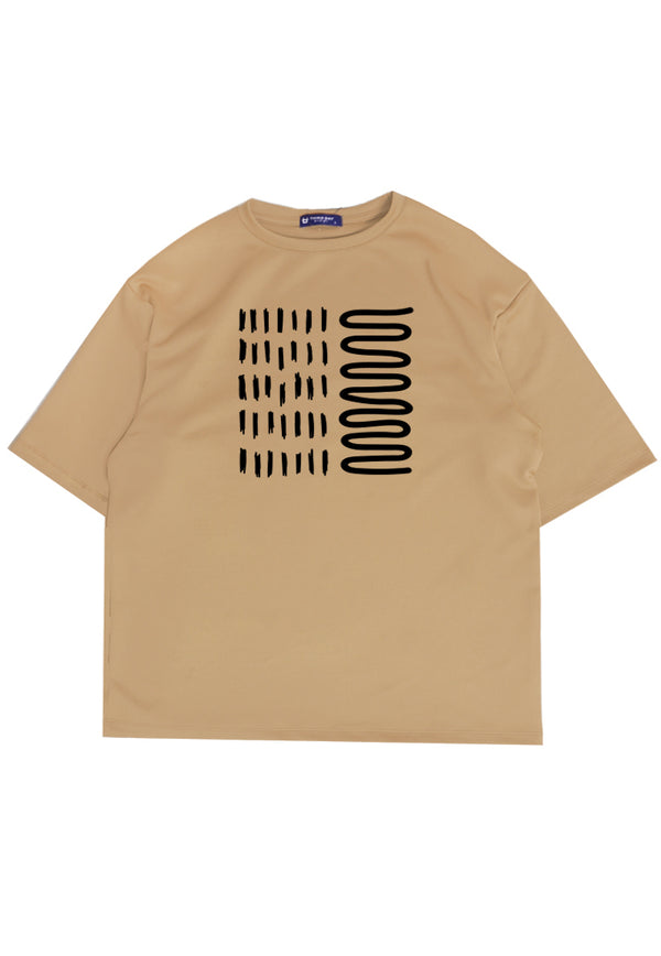 MTO21 kaos oversize abstrak aesthetic kece pria scuba third day bahan tebal crew neck khaki