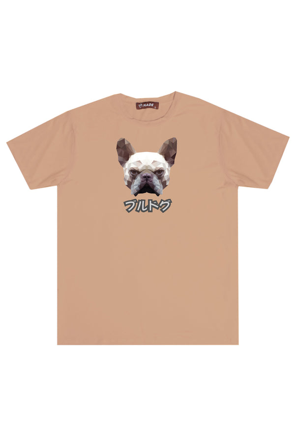 NTC89 kaos gambar anjing pria bulldog keren branded besar anti kusut khaki