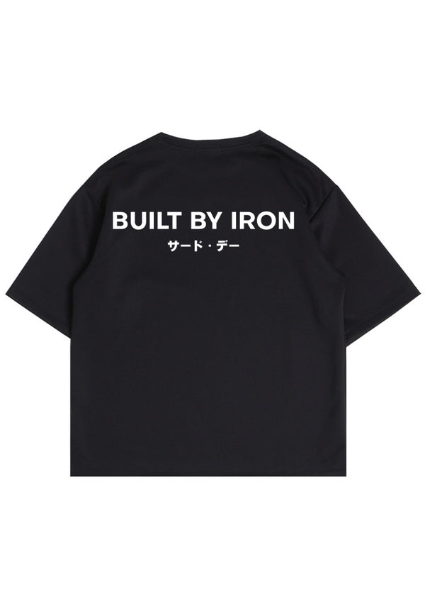 MTO51 Kaos Oversize Gym Pria Bahan Tebal Scuba Jepang "Built by Iron" Egolifter Distro Branded Cowok Hitam