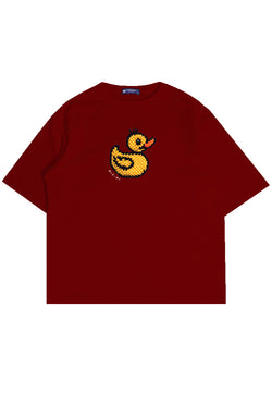 MTO53 kaos oversize gambar bebek rubber ducky rajut effect bahan scuba tebal distro pria maroon