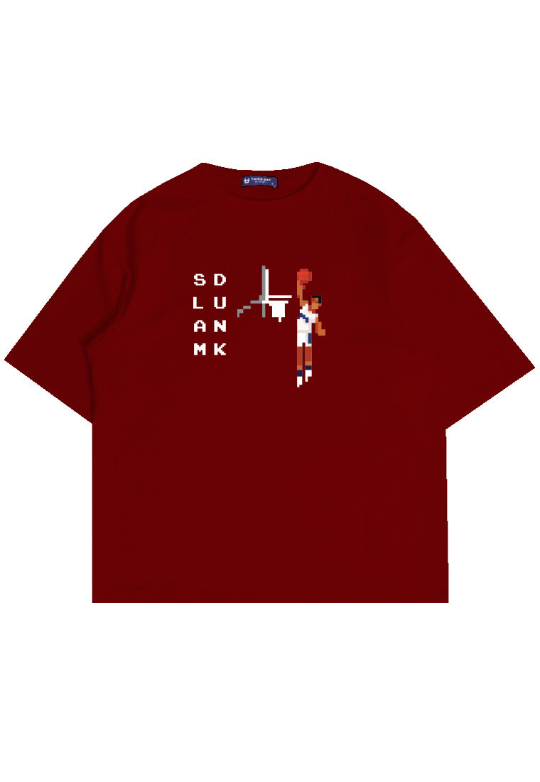 MTO57 kaos oversize basket basketball slam dunk bahan tebal scuba distro cowok pria merah maroon