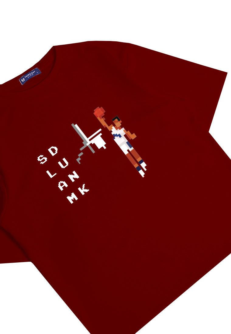 MTO57 kaos oversize basket basketball slam dunk bahan tebal scuba distro cowok pria merah maroon