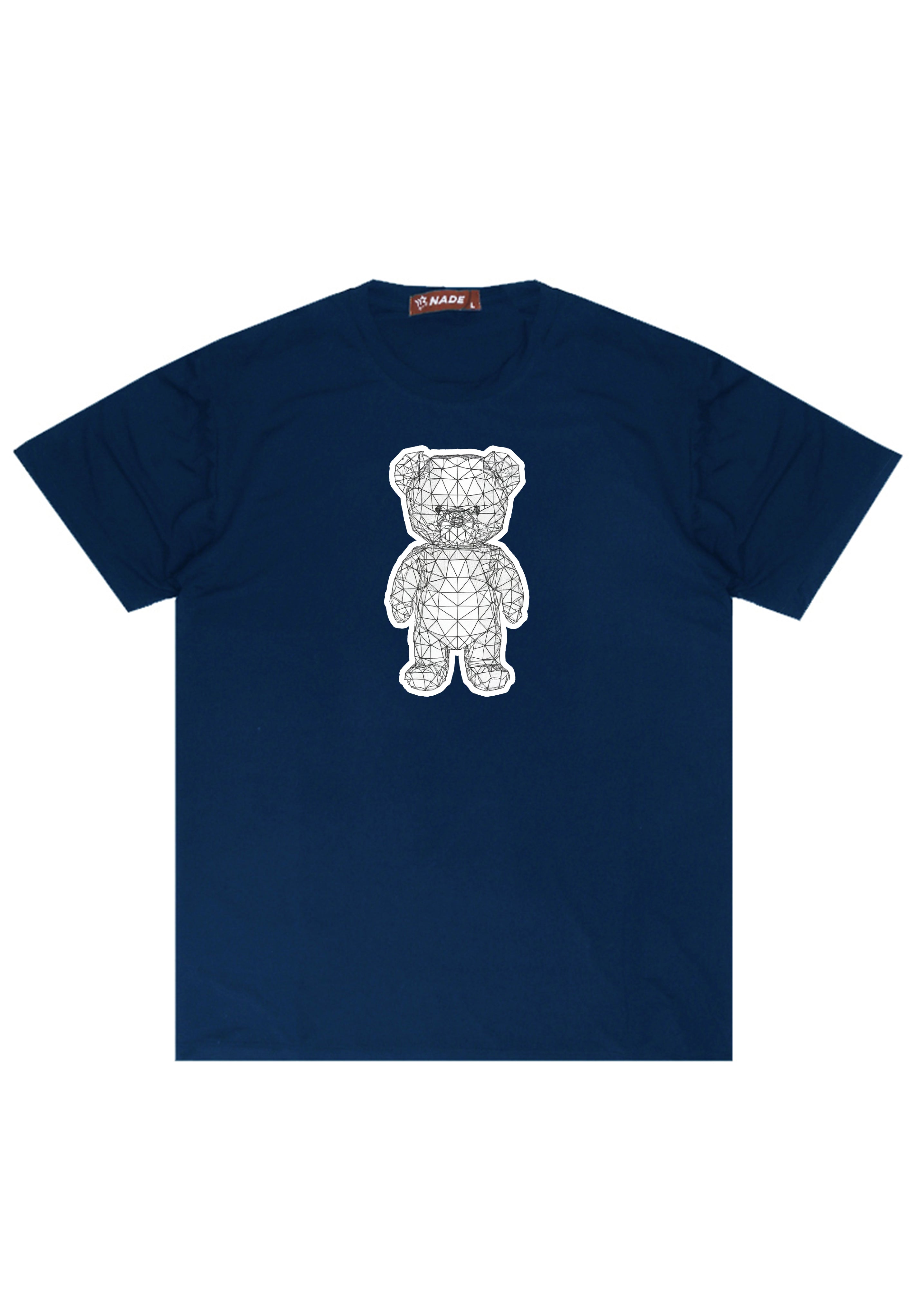 NTC96 kaos gambar beruang bear wiremesh garis garis abstrak distro pria wanita navy