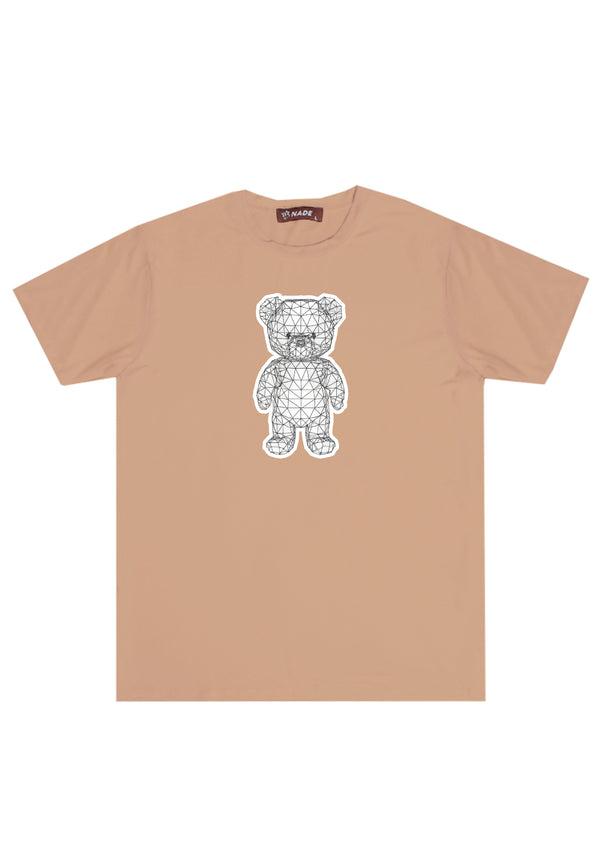 NTC97 kaos gambar beruang bear wiremesh garis garis abstrak distro pria wanita khaki