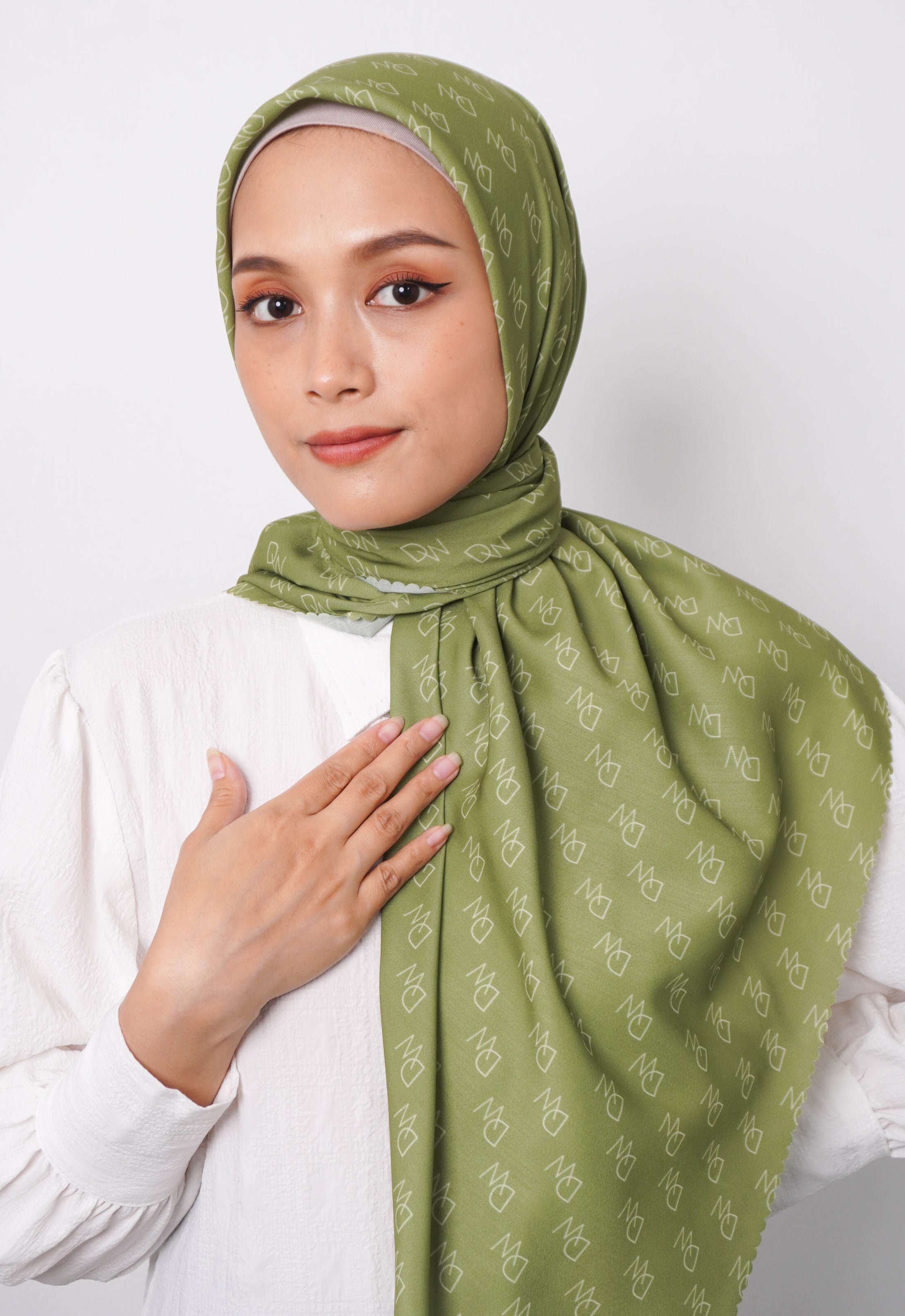 WK060 Kerudung Segi Empat Warna Avocado Hijab Motif Premium Anti Mleyot Anti Kusut Anti Lecek Avocado