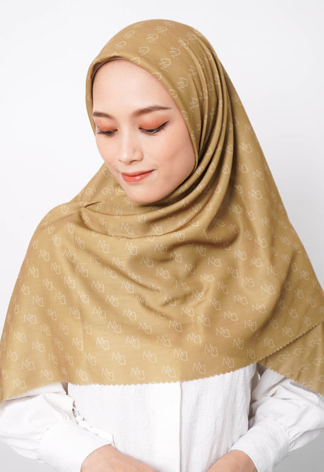 WK073 Kerudung Segi Empat Warna Olive Hijab Motif Premium Anti Mleyot Anti Kusut Anti Lecek Olive