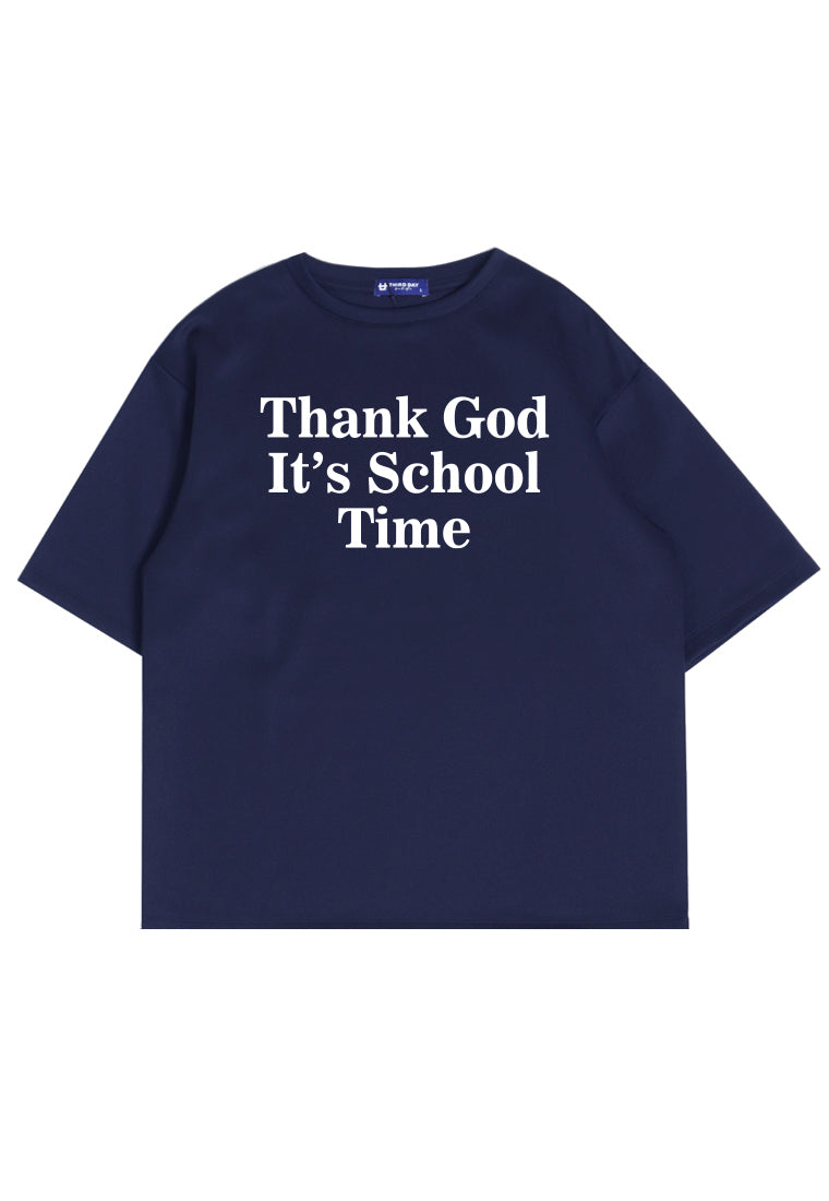 MTO69 kaos oversize quotes lucu kuliah back to school bahan tebal scuba distro pria navy