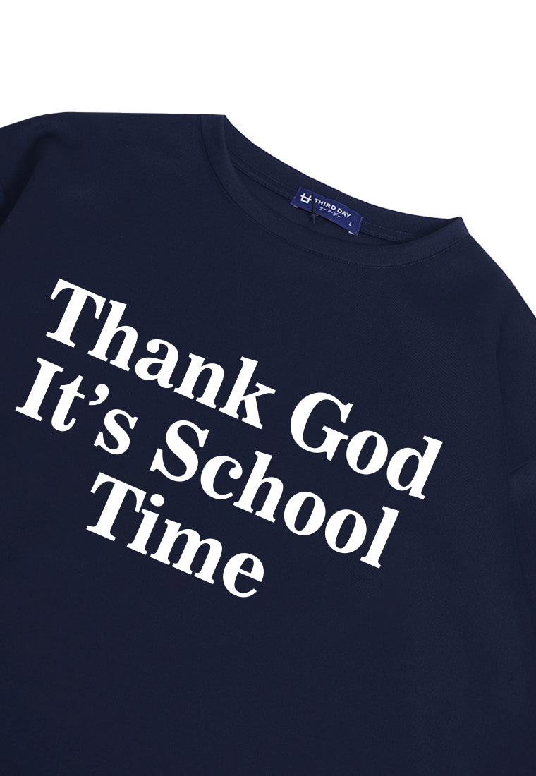 MTO69 kaos oversize quotes lucu kuliah back to school bahan tebal scuba distro pria navy