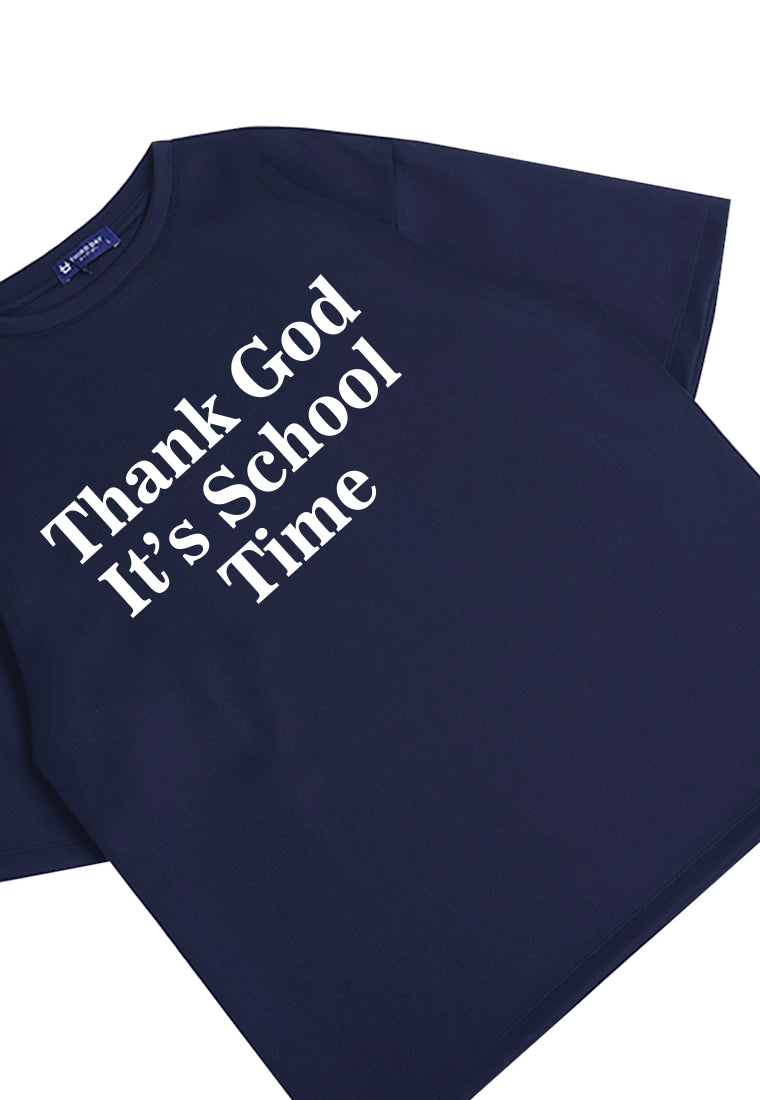 MTO69 kaos oversize quotes lucu kuliah back to school bahan tebal scuba distro pria navy