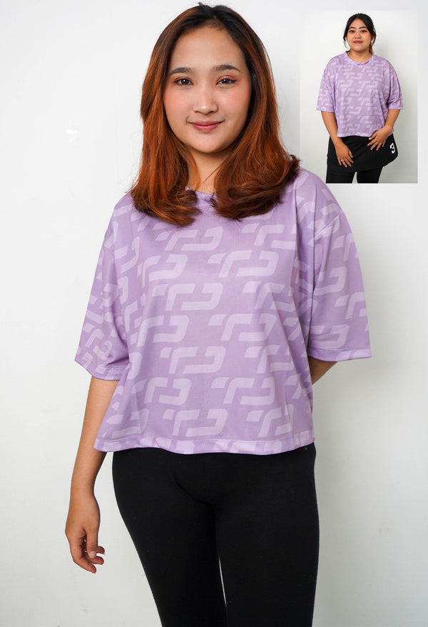LSB22 baju olahraga wanita warna lilac crop top oversize fit to xxl cewe muat big size dry fit gym ibu ibu korean style aerobic zumba poundfit senam
