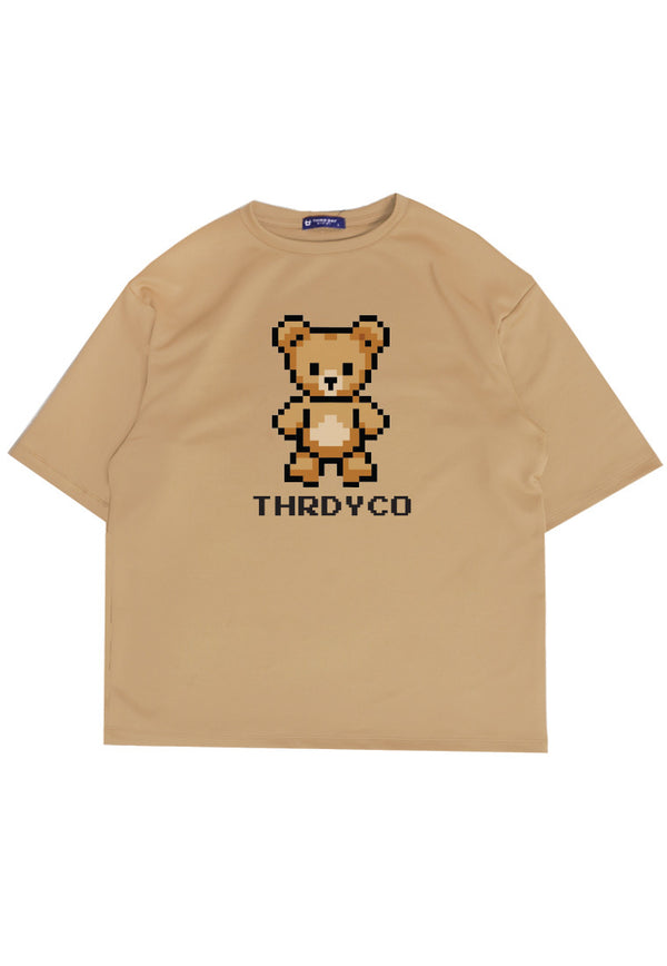 MTO83 kaos oversize beruang teddy bear bahan tebal scuba rajut knit rajut effect distro pria cowok khaki