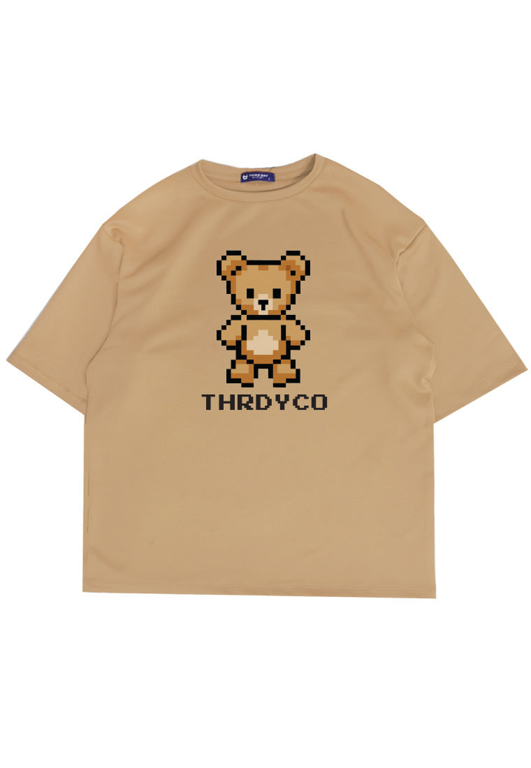 MTO83 kaos oversize beruang teddy bear bahan tebal scuba rajut knit rajut effect distro pria cowok khaki