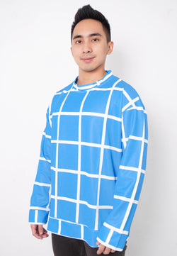 NW007 sweater oversize garis garis lightweight biru muda couple fit to xxl