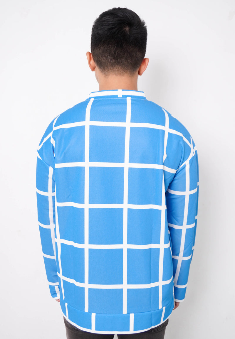NW007 sweater oversize garis garis lightweight biru muda couple fit to xxl