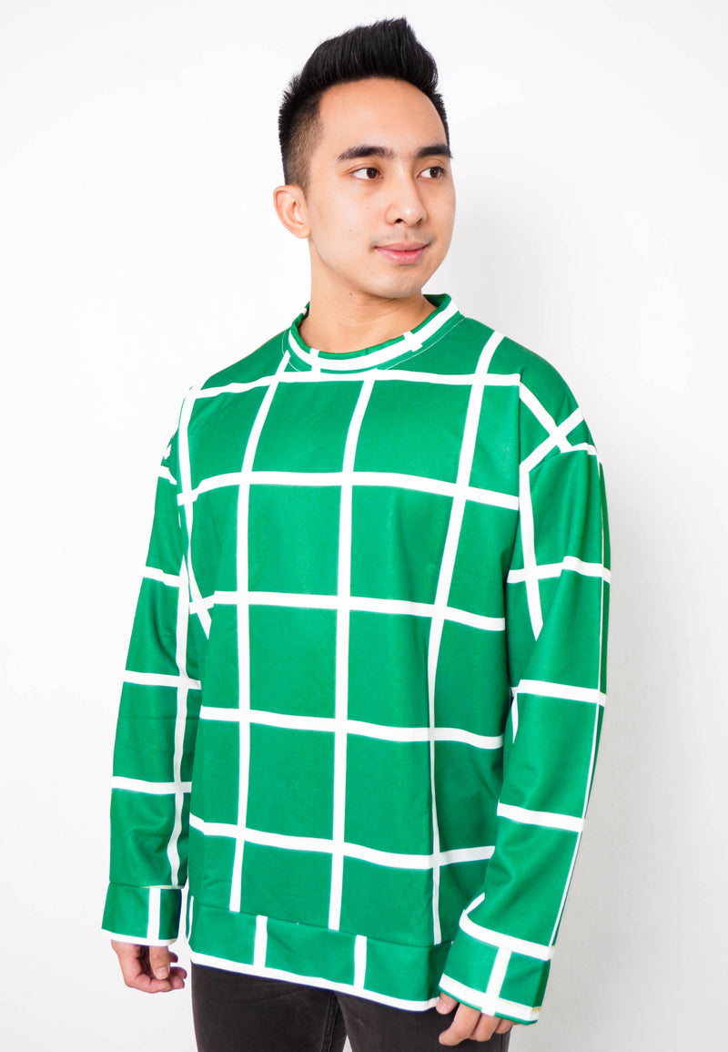 NW008 sweater oversize garis garis lightweight warna hijau green couple fit to xxl