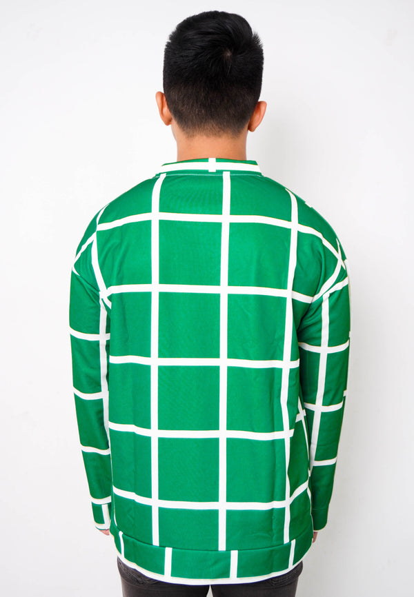NW008 sweater oversize garis garis lightweight warna hijau green couple fit to xxl