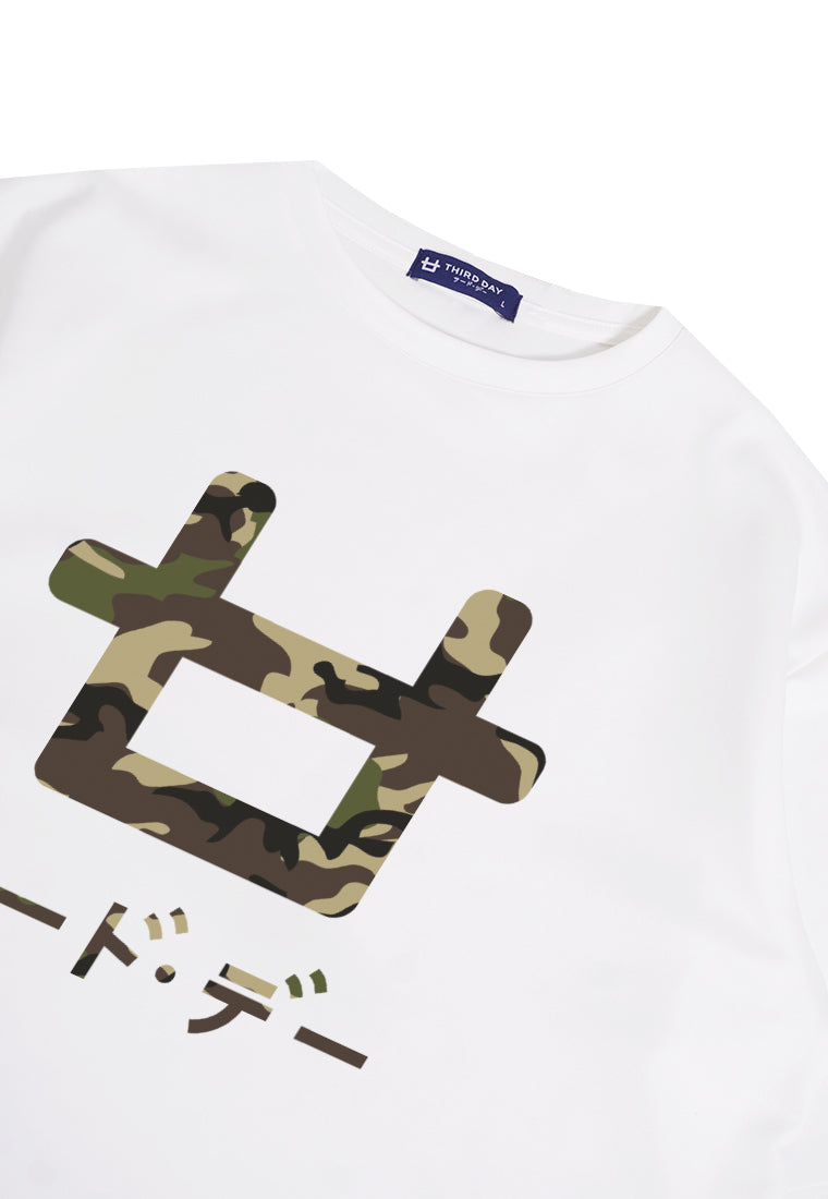 MTP13 kaos oversize army logo thirddayco camo bahan tebal scuba distro cowok warna putih