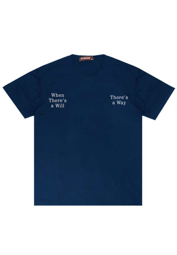 NTD20 kaos gym stretch cepat kering anti kusut ringan "when there's a will" navy