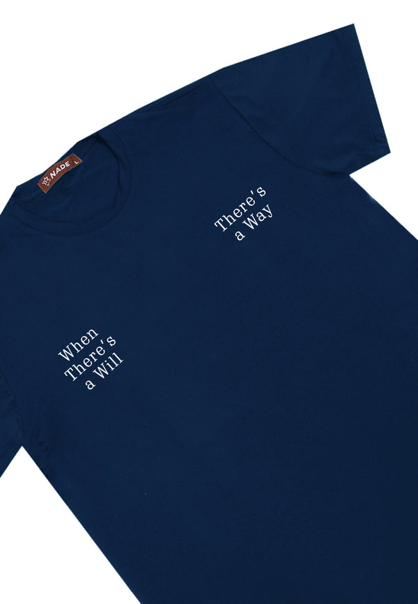 NTD20 kaos gym stretch cepat kering anti kusut ringan "when there's a will" navy