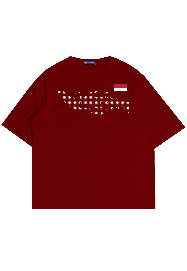 MTP23 kaos oversize indonesia merdeka pulau bahan scuba tebal pria meran maroon