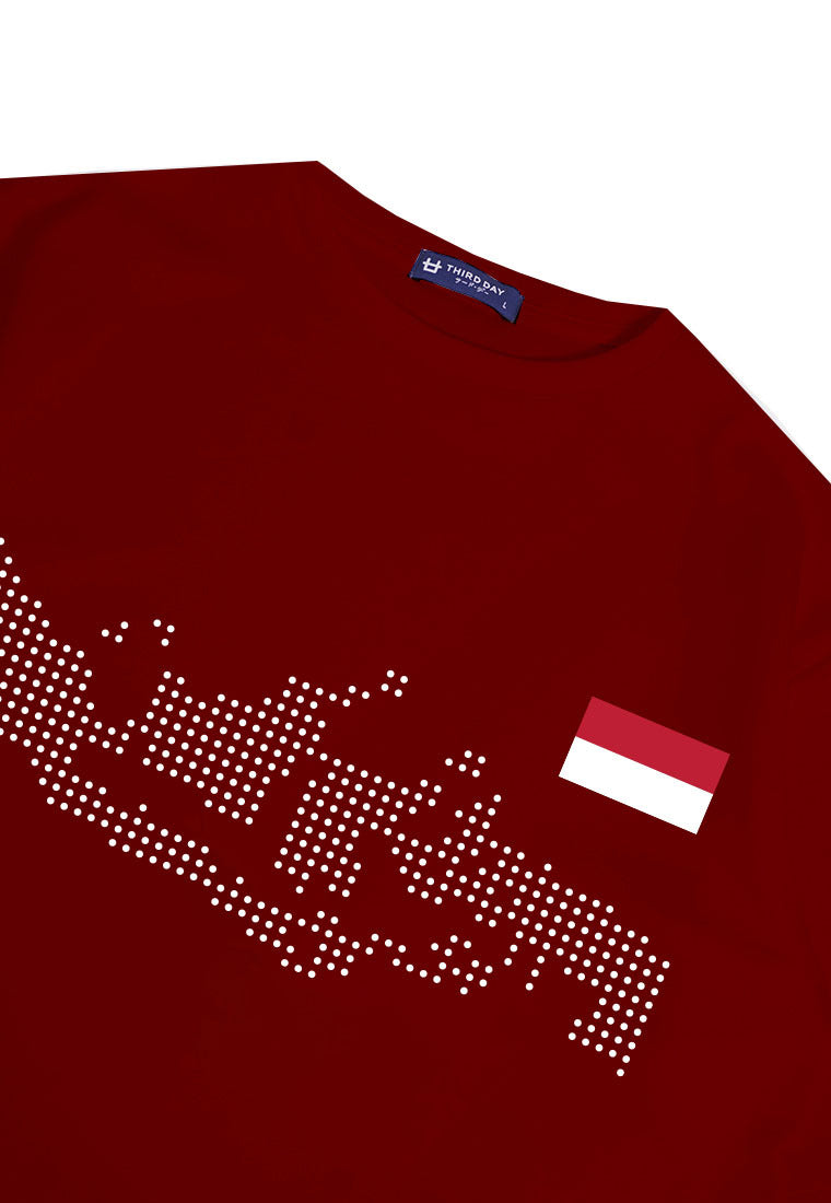 MTP23 kaos oversize indonesia merdeka pulau bahan scuba tebal pria meran maroon