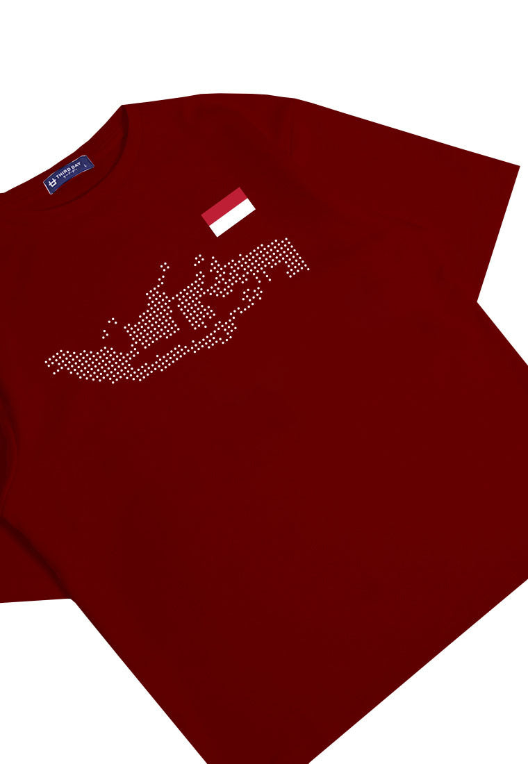 MTP23 kaos oversize indonesia merdeka pulau bahan scuba tebal pria meran maroon