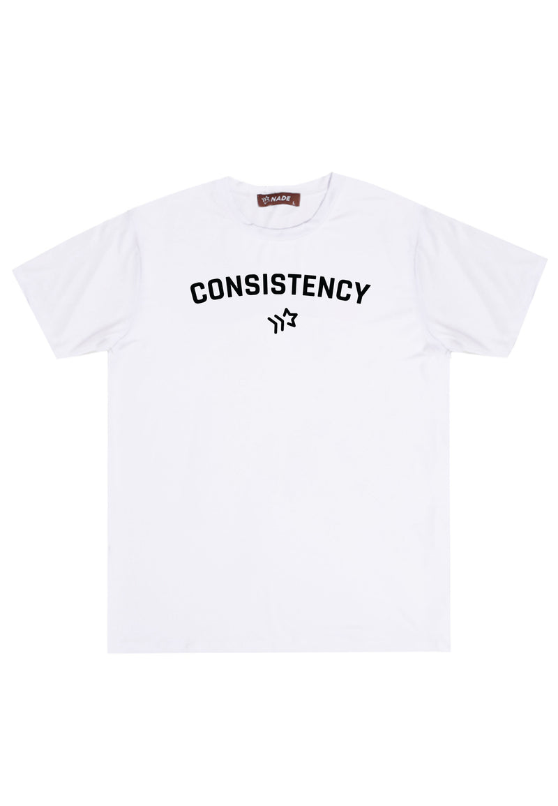 NTD21 kaos gym ketat stretch pria anti kusut cepat kering lightweight nade japan "consistency" putih