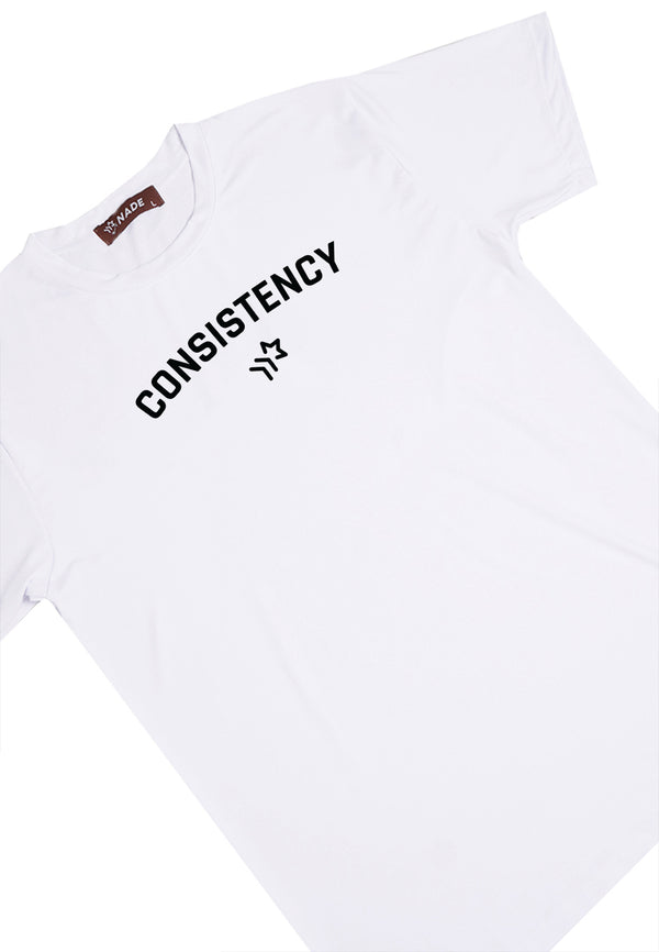 NTD21 kaos gym ketat stretch pria anti kusut cepat kering lightweight nade japan "consistency" putih