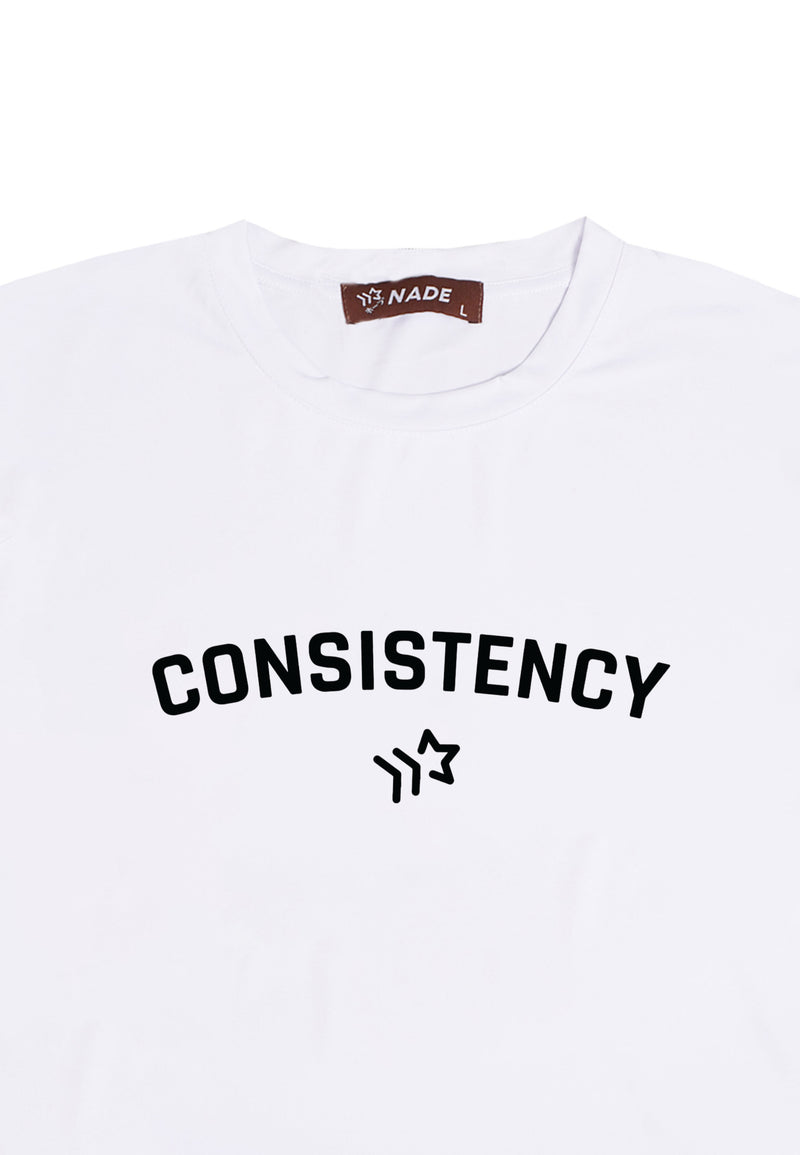 NTD21 kaos gym ketat stretch pria anti kusut cepat kering lightweight nade japan "consistency" putih