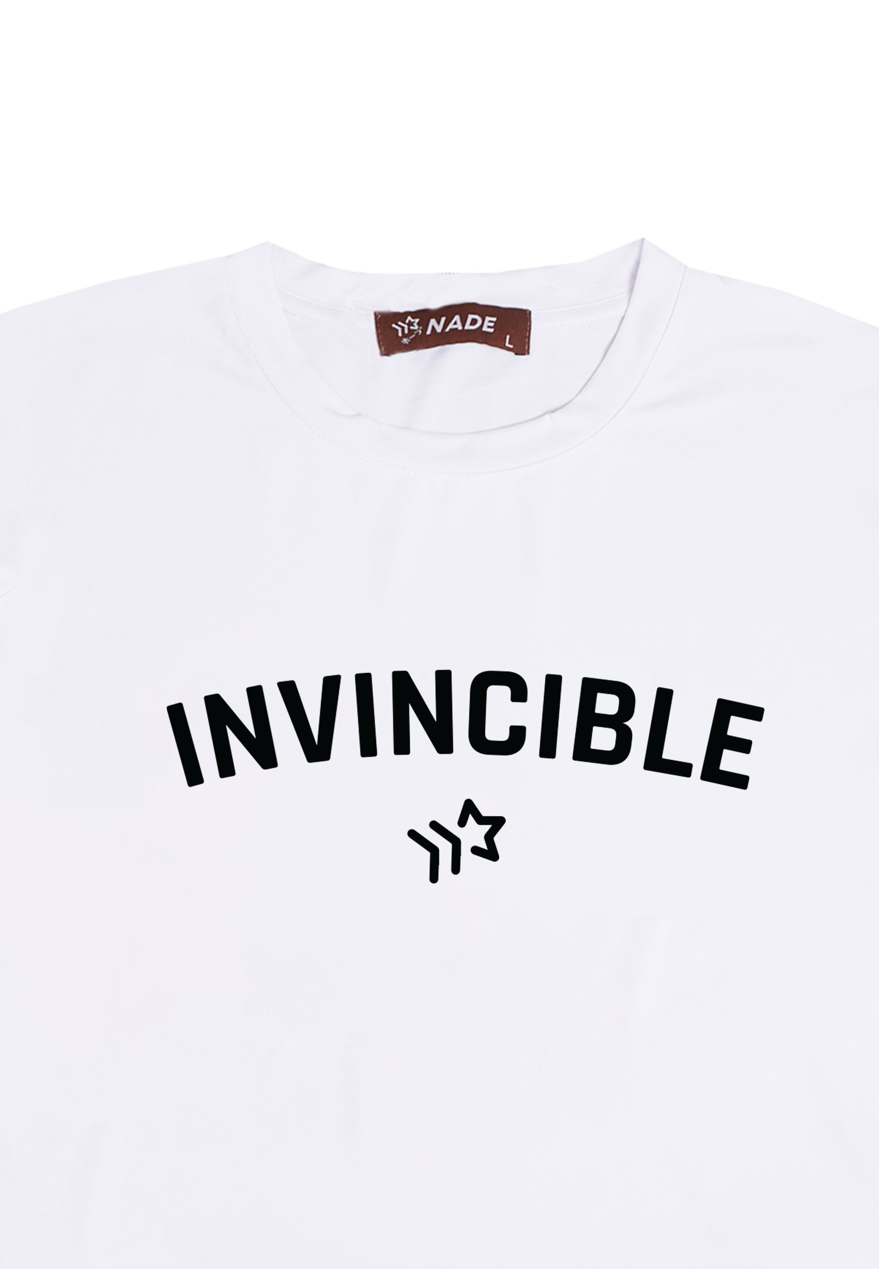 NTD24 kaos gym ketat stretch pria anti kusut cepat kering lightweight nade japan "invincible" putih