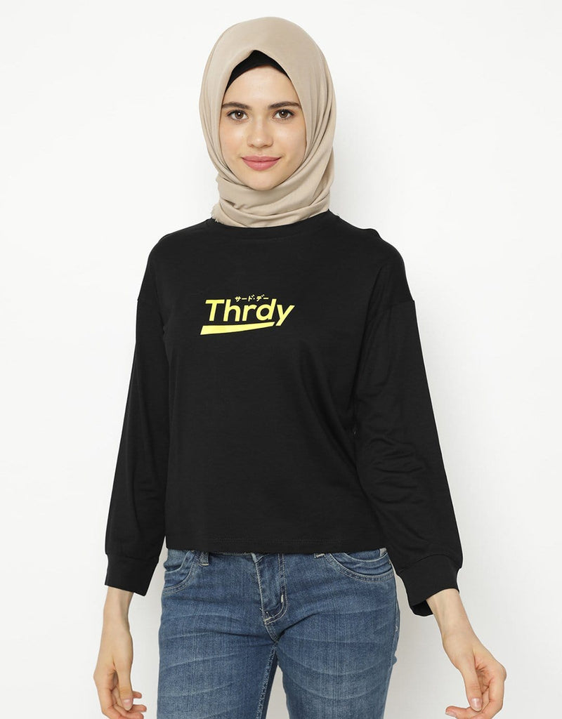 Third Day LTC34 lv thrdy kuning hitam kaos hijab ladies