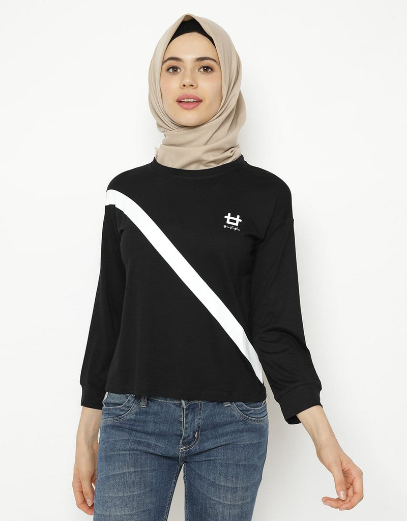 Third Day LTC70 Lv Diagline Logo Hitam Kaos Hijab Ladies