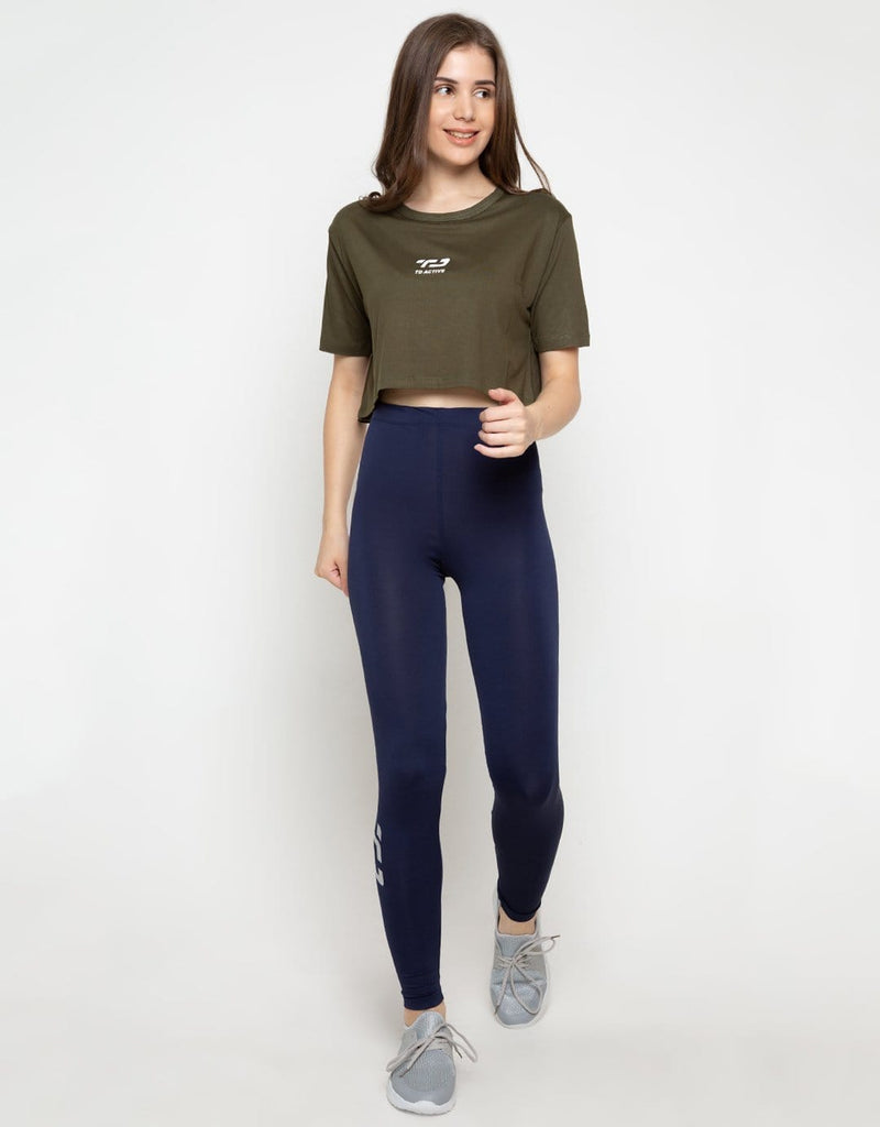 Td Active LS016 Sport CL Crop Loose Wanita Dateng Hijau Army