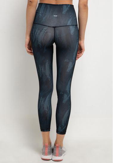 Td Active LB053 Celana Yoga Compression Senam Wanita Motif Grunge Hitam